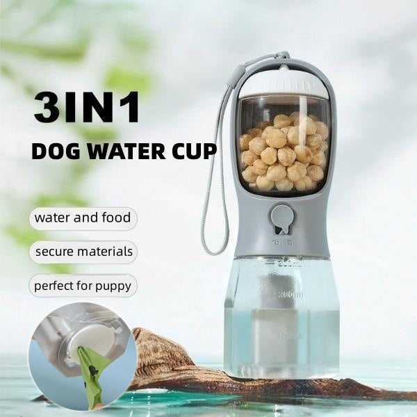 Three-in-one Portable Small Multi-functional Pet Water Cup, Food Cups & Garbage Bag