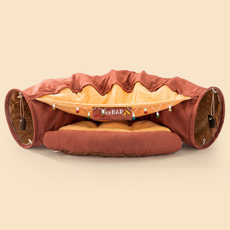 Durable Collapsible Tunnel For Playful Cat With Washable Feature