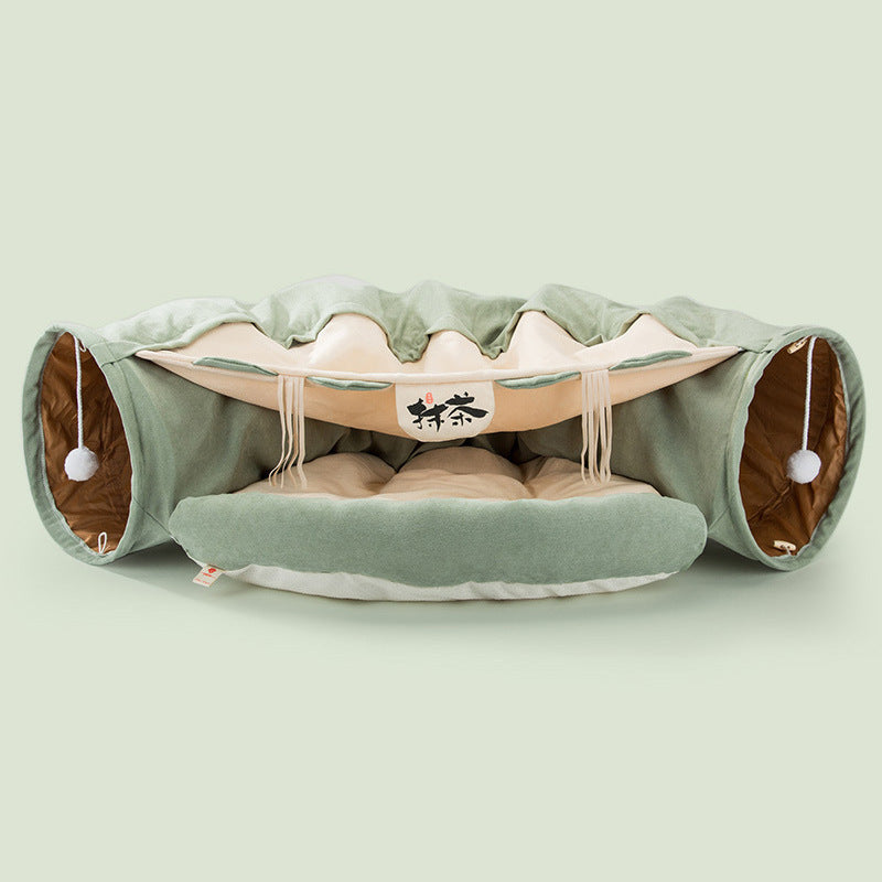 Durable Collapsible Tunnel For Playful Cat With Washable Feature