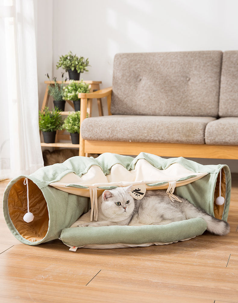 Durable Collapsible Tunnel For Playful Cat With Washable Feature