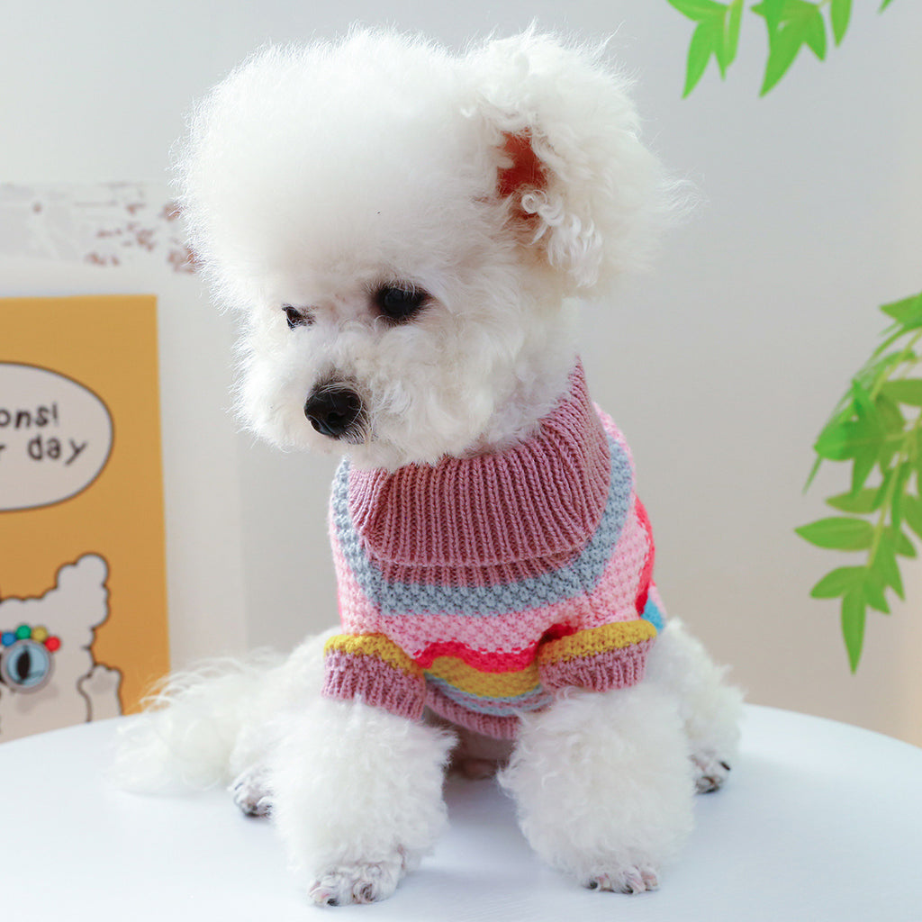 Pet Comfortable Ring Color Stripes Colorful Breathable Sweater - Best Pet Attires