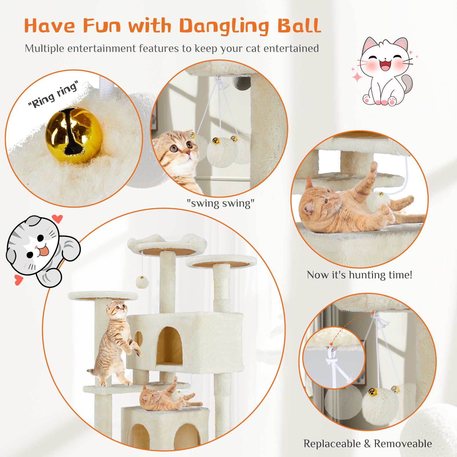 Multi Functional Treehouse for Cat Climbing, Resting & Playing