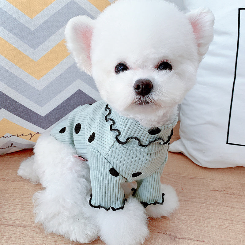 Soft Fabric Dot Turtleneck Dog Bottoming Shirt