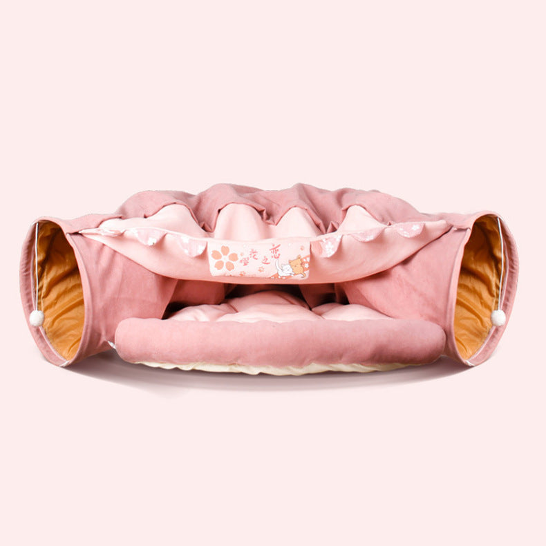 Durable Collapsible Tunnel For Playful Cat With Washable Feature