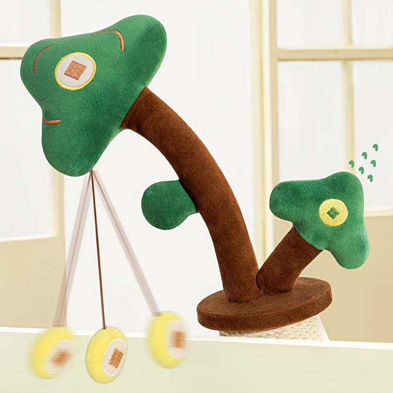 Vertical Money Tree Cat Scratching Pole With Interactive Spring Ball Toy