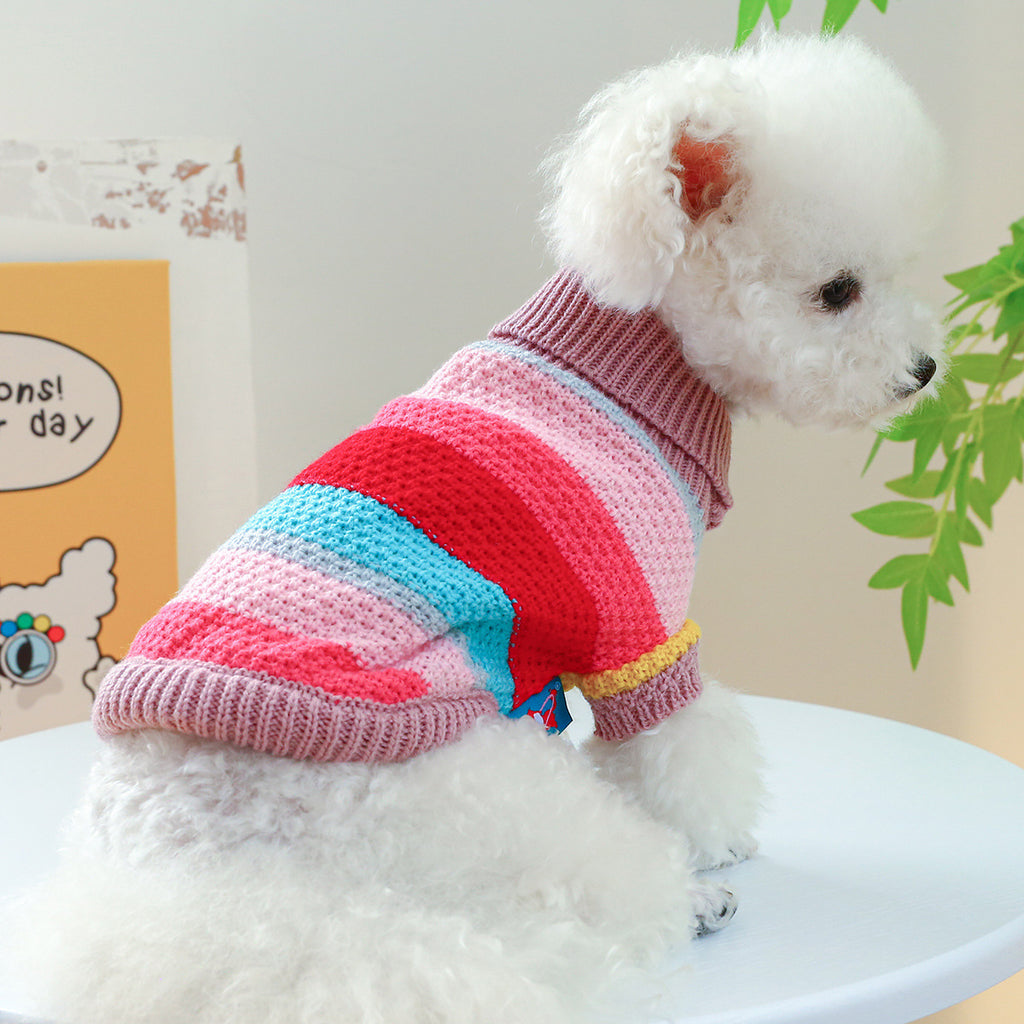 Pet Comfortable Ring Color Stripes Colorful Breathable Sweater - Best Pet Attires