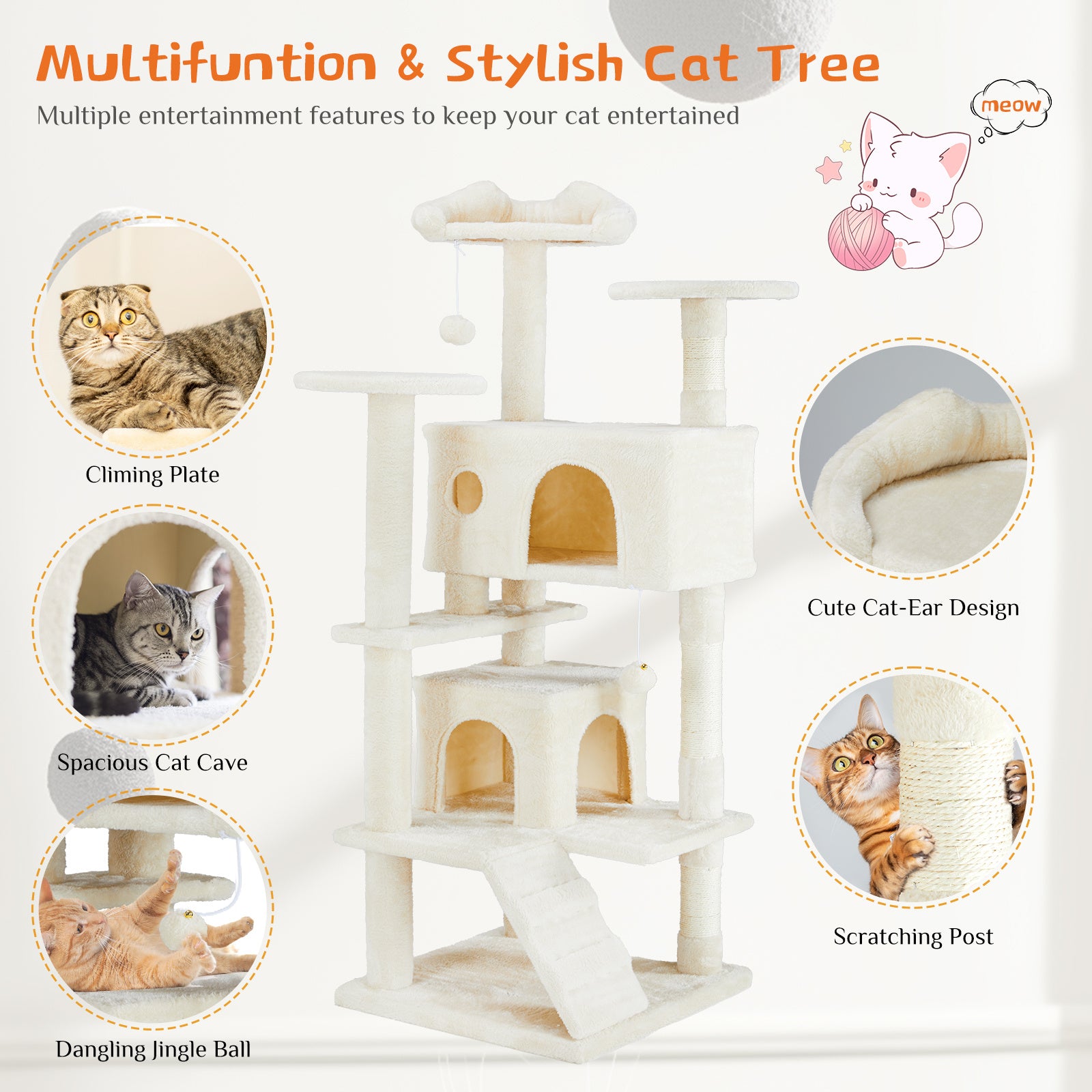 Multi Functional Treehouse for Cat Climbing, Resting & Playing