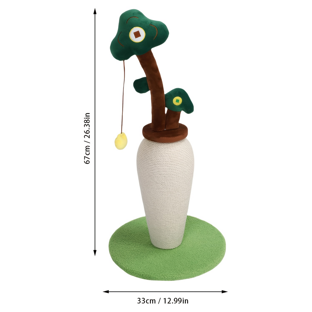 Vertical Money Tree Cat Scratching Pole With Interactive Spring Ball Toy