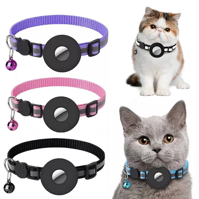 Reflective Nylon Waterproof Collar With Airtags Protective Cover For Cat Dog Kitten Puppy