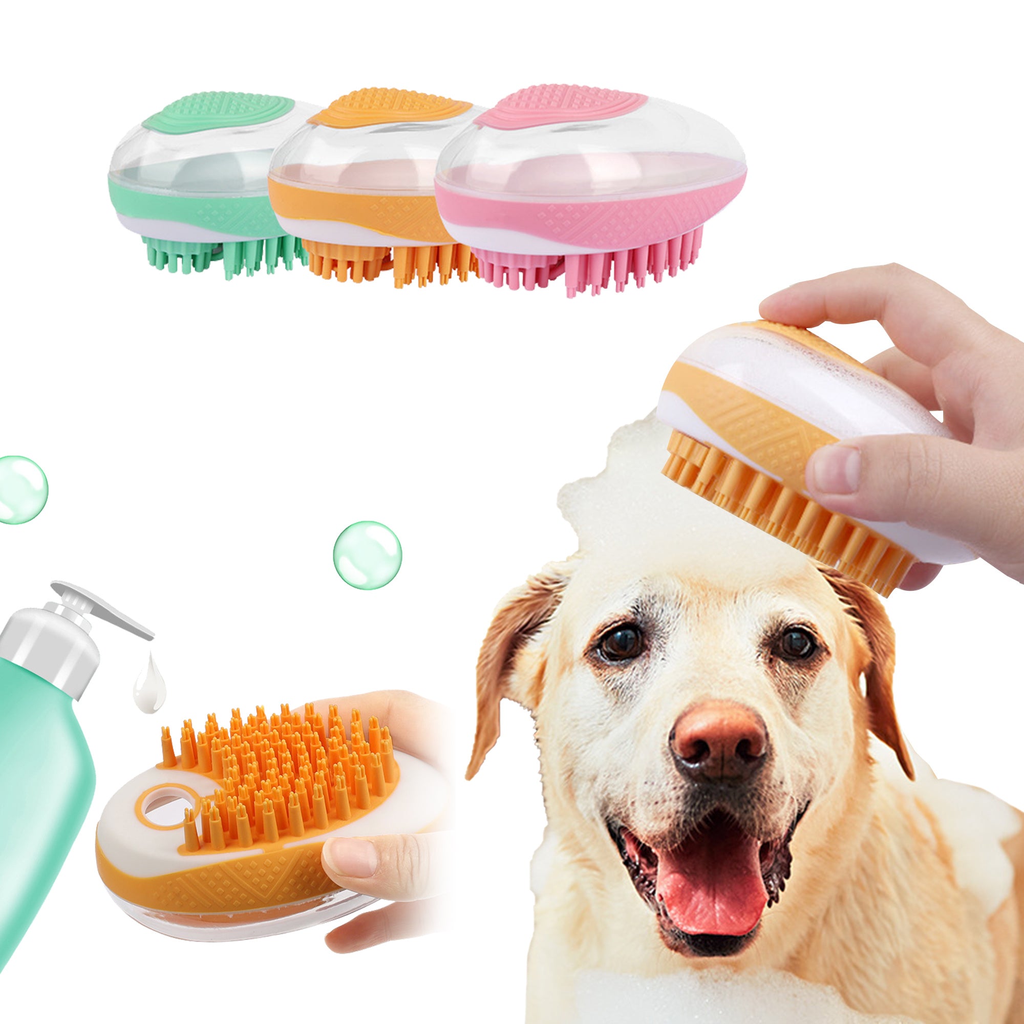 2-in-1 Pet SPA Massage Soft Silicone Comb With Hair Grooming & Bath Brush For Both Cats and Dogs