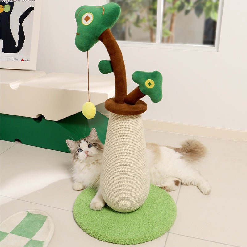 Vertical Money Tree Cat Scratching Pole With Interactive Spring Ball Toy