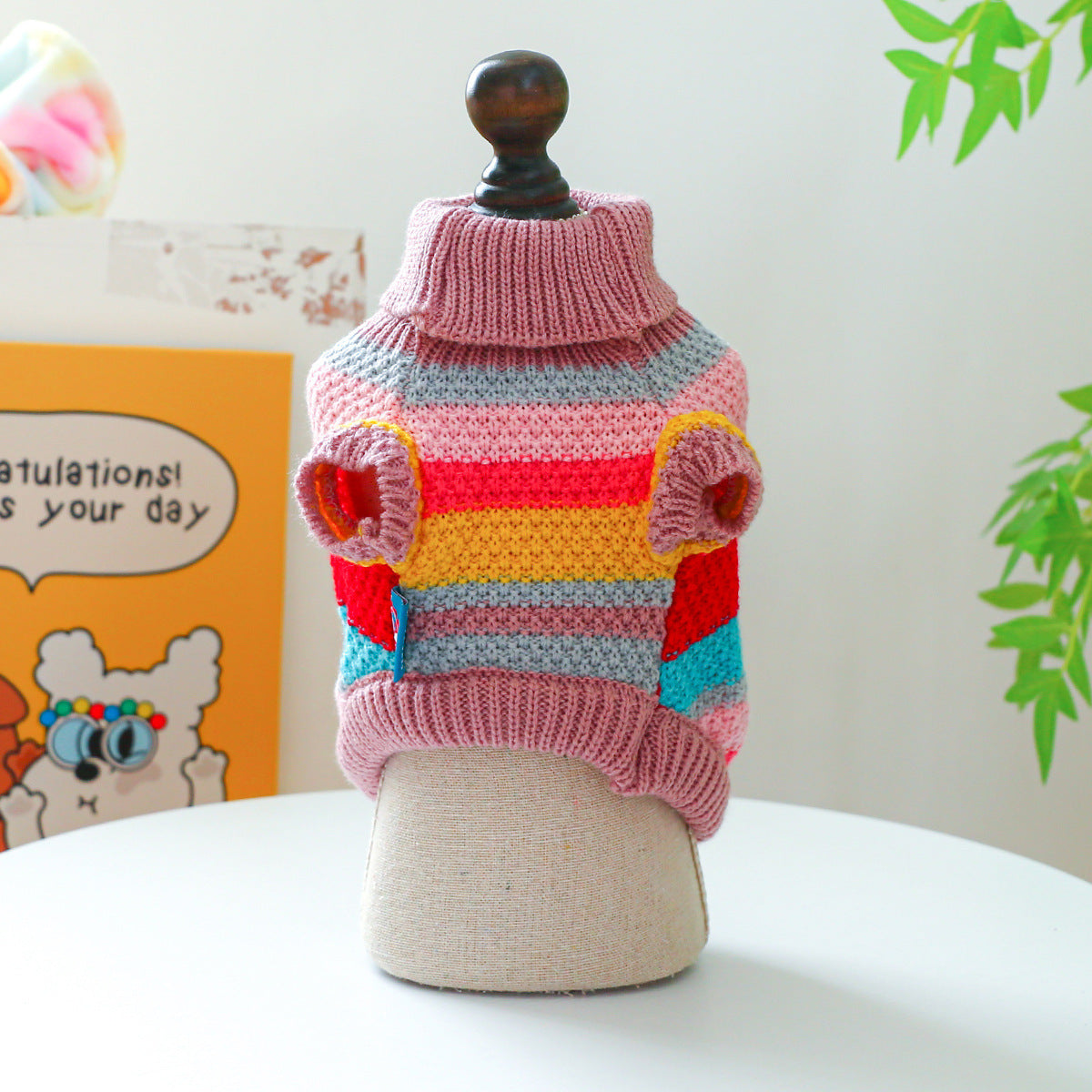 Pet Comfortable Ring Color Stripes Colorful Breathable Sweater